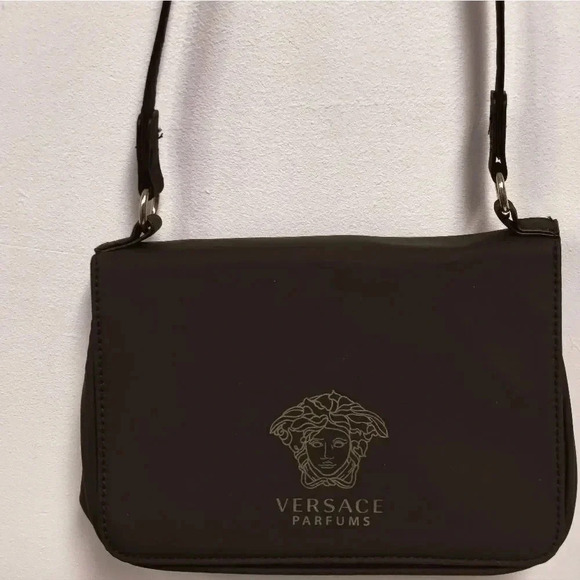 Versace Perfumes expandable black logo shoulder bag - Picture 7 of 16